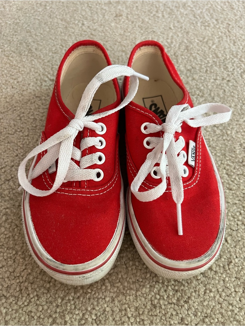 Vans Kids Authentic Canvas Sneaker in Red Size 12